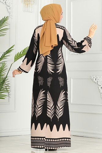 moda selvim Dress 1136BG354 Black&Vision - Thumbnail