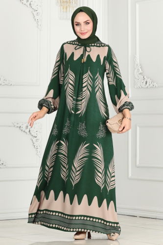 moda selvim Dress 1136BG354 Emerald - Thumbnail