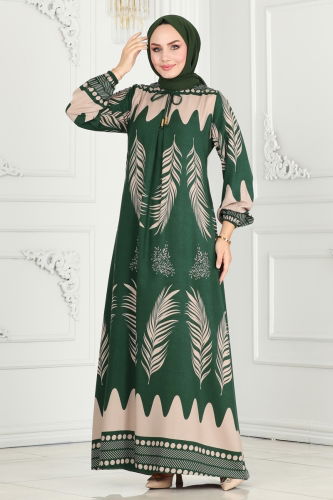 moda selvim Dress 1136BG354 Emerald - Thumbnail