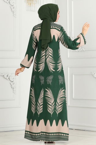 moda selvim Dress 1136BG354 Emerald - Thumbnail