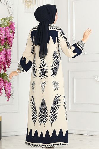 moda selvim Dress 1136BG354 Navy Blue - Thumbnail