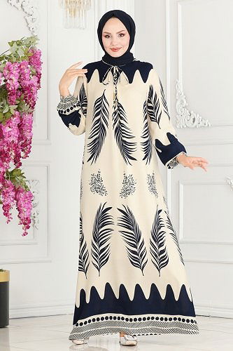 moda selvim Dress 1136BG354 Navy Blue - Thumbnail