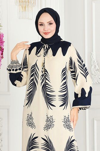 moda selvim Dress 1136BG354 Navy Blue - Thumbnail