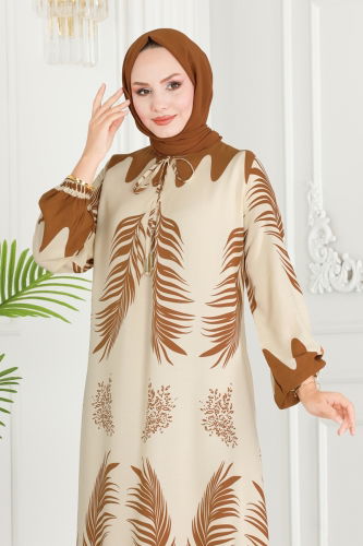 moda selvim DRESS 1136BG354 Tan - Thumbnail