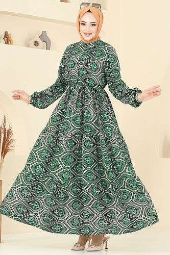 moda selvim Dress 1137BG354 Emerald - Thumbnail