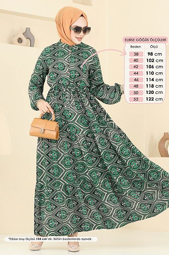 moda selvim الفستان زيتي 1137BG354 - Thumbnail