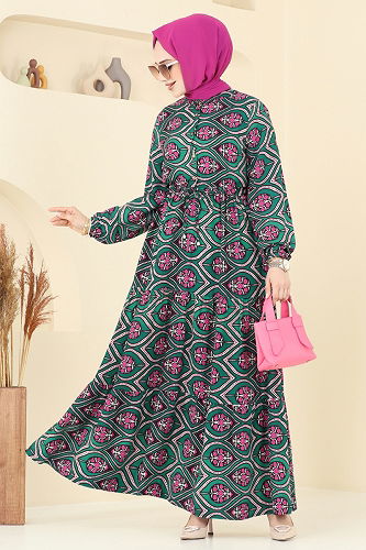 moda selvim Dress 1137BG354 Petroleum - Thumbnail