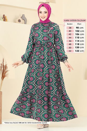 moda selvim الفستان بترولي 1137BG354 - Thumbnail