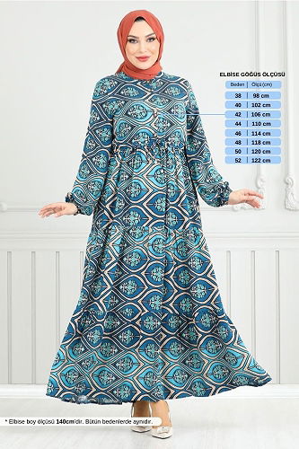 moda selvim الفستان ازرق 1137BGS895-M - Thumbnail