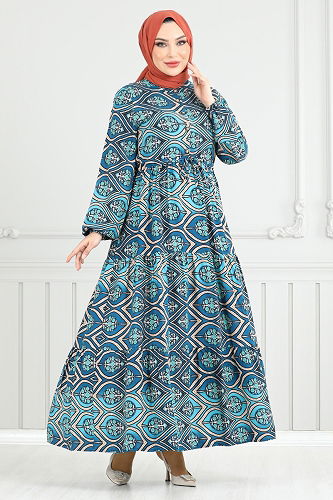 moda selvim الفستان ازرق 1137BGS895-M - Thumbnail