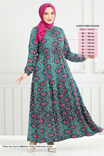 moda selvim الفستان بترولي 1137BGS895-M - Thumbnail