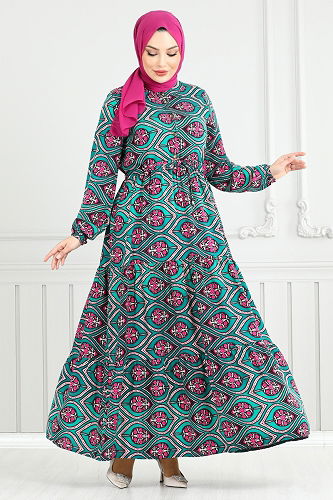 moda selvim الفستان بترولي 1137BGS895-M - Thumbnail