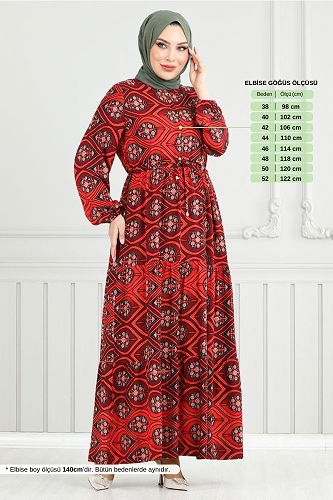 moda selvim الفستان قرميدي 1137BGS895-M - Thumbnail