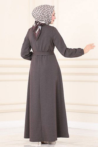 moda selvim Dress 113DVL817 Brown - Thumbnail