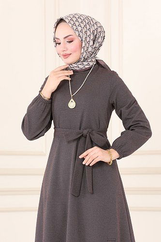 moda selvim 113DVL817 البني فستان - Thumbnail