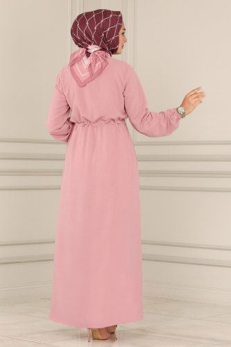 moda selvim 115MP806 الزهري فستان - Thumbnail