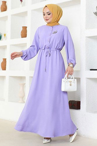 moda selvim DRESS 115MP806 Lavender - Thumbnail