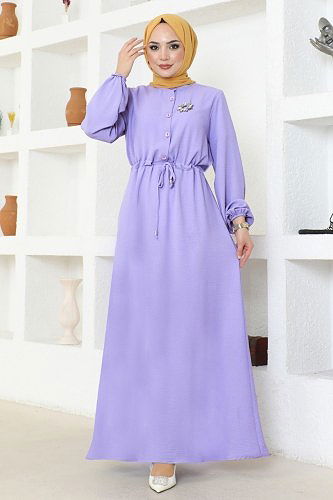 moda selvim DRESS 115MP806 Lavender - Thumbnail