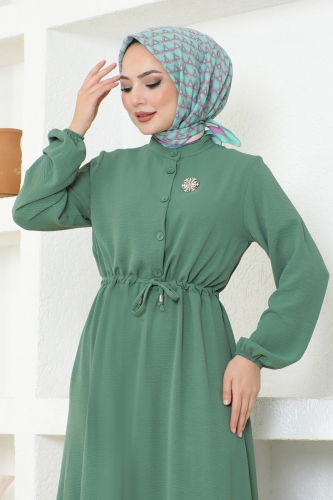 moda selvim Dress 115MP806 Soft Green - Thumbnail