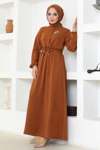 moda selvim Dress 115MP806 Tan - Thumbnail