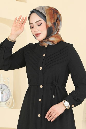 moda selvim Dress 1163YMC1171 Black - Thumbnail