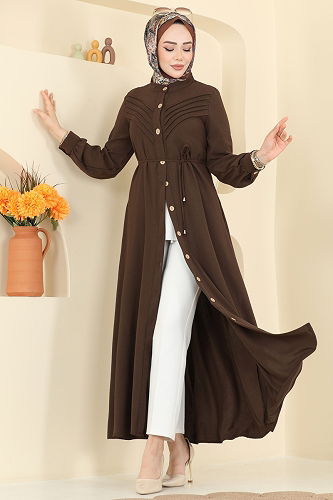 moda selvim Dress 1163YMC1171 Brown - Thumbnail