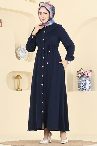 moda selvim Dress 1163YMC1171 Navy Blue - Thumbnail