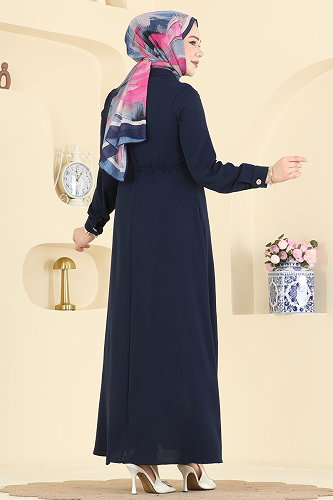 moda selvim Dress 1163YMC1171 Navy Blue - Thumbnail