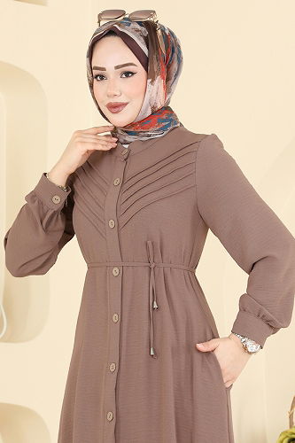 moda selvim الفستان بيج وردي 1163YMC1171 - Thumbnail