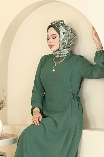 moda selvim Dress 1164ERK1158 Almond Green - Thumbnail