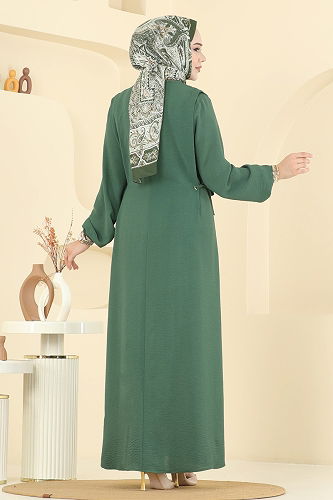 moda selvim الفستان أخضر عشبي 1164ERK1158 - Thumbnail