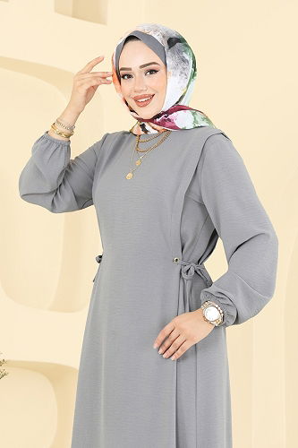 moda selvim Dress 1164ERK1158 Gray - Thumbnail