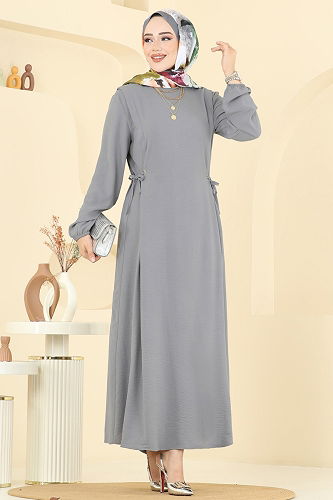 moda selvim الفستان رمادي 1164ERK1158 - Thumbnail