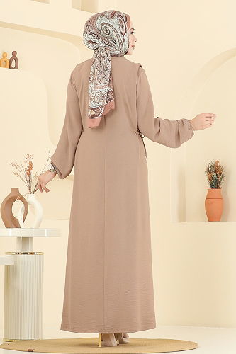 moda selvim الفستان بيج 1164ERK1158 - Thumbnail