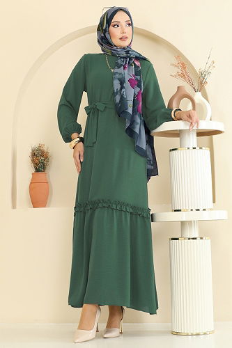 moda selvim Dress 1165ERK1158 Almond Green - Thumbnail