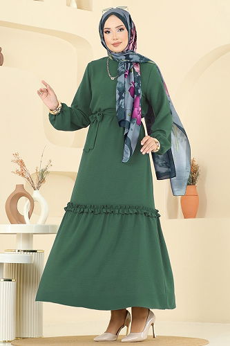 moda selvim Dress 1165ERK1158 Almond Green - Thumbnail