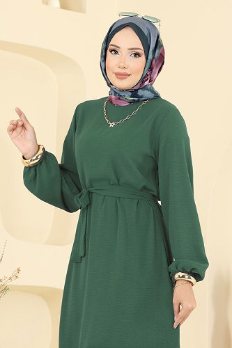 moda selvim الفستان أخضر عشبي 1165ERK1158 - Thumbnail