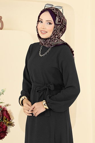 moda selvim الفستان أسود 1165ERK1158 - Thumbnail