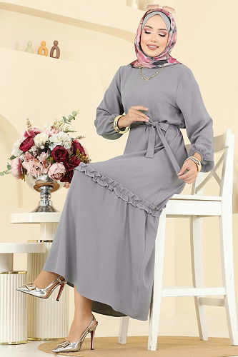 moda selvim Dress 1165ERK1158 Gray - Thumbnail