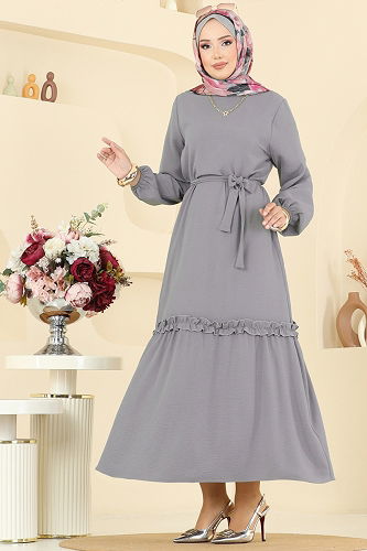 moda selvim Dress 1165ERK1158 Gray - Thumbnail