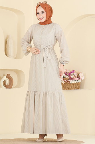 moda selvim Dress 118NZRK1200 Beige - Thumbnail