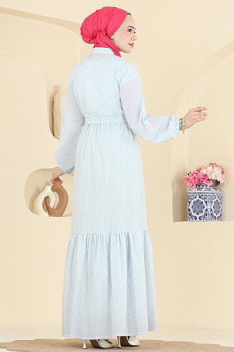 moda selvim Dress 118NZRK1200 Light Blue - Thumbnail