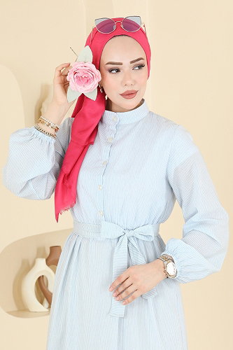 moda selvim الفستان أزرق فاتح 118NZRK1200 - Thumbnail