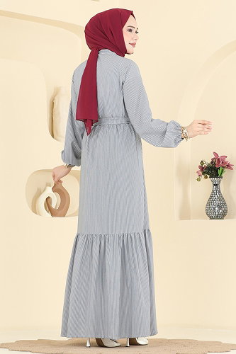moda selvim الفستان كحلي 118NZRK1200 - Thumbnail