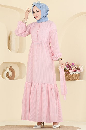 moda selvim Dress 118NZRK1200 Pink - Thumbnail