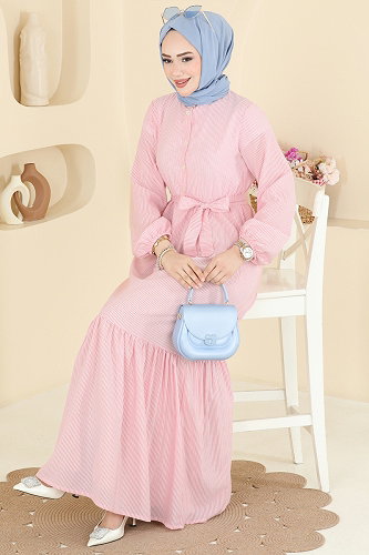 moda selvim Dress 118NZRK1200 Pink - Thumbnail