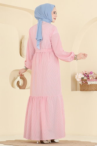 moda selvim Dress 118NZRK1200 Pink - Thumbnail