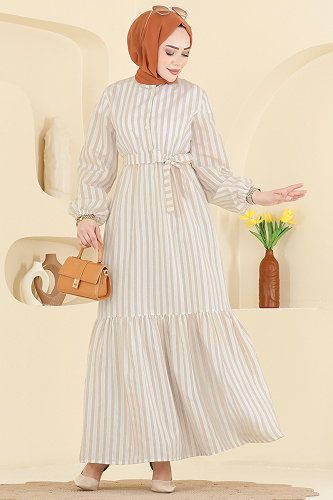 moda selvim Dress 119NZRK1200 Beige - Thumbnail