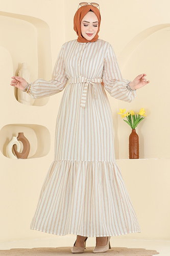 moda selvim Dress 119NZRK1200 Beige - Thumbnail