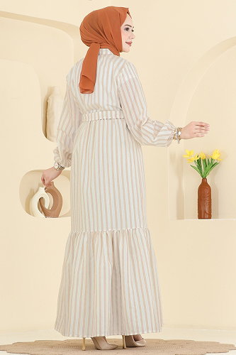 moda selvim الفستان بيج 119NZRK1200 - Thumbnail